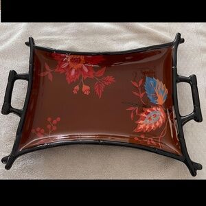 Tracy porter Chocolat 13" Serving Tray Bamboo Accents on floral
